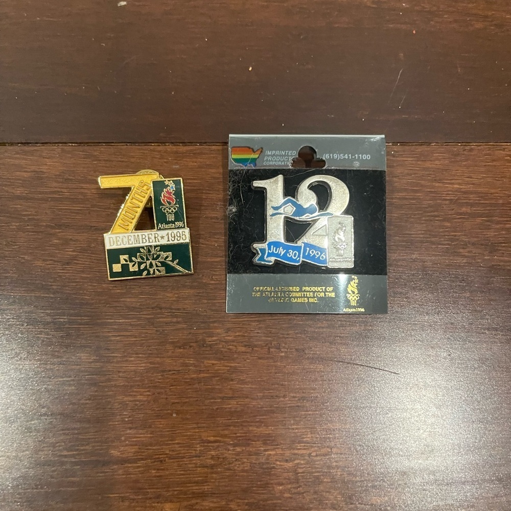 set of 2 December 1996 and July 1996 Commemorative atlanta olympic Pins